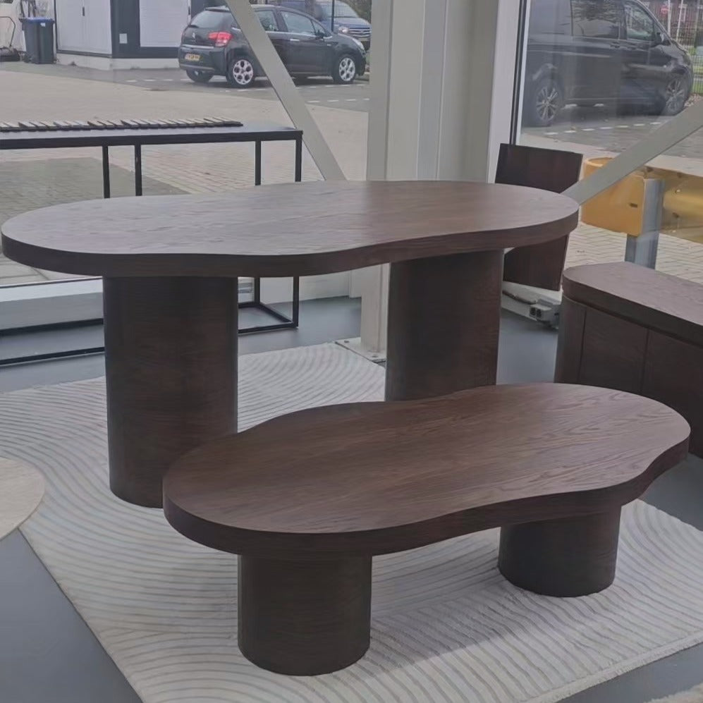 Bugatti eettafel - Como poot, donker walnoot eiken