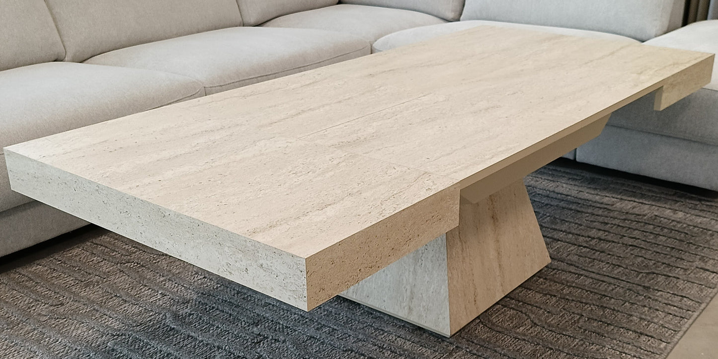 Concrate Extentiable Coffee Table Travertine Hpl
