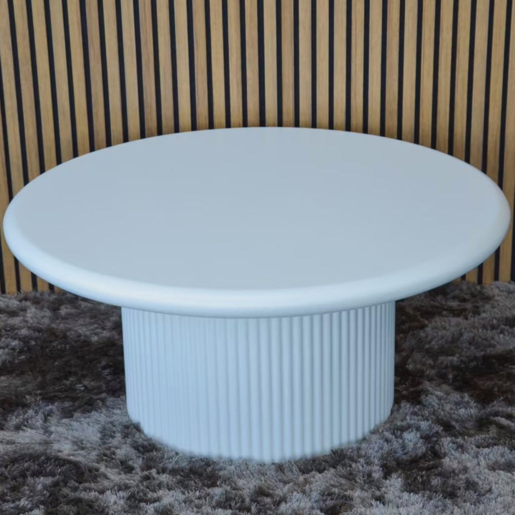 Organic Round Coffee Table Tweety Leg Off White Mdf