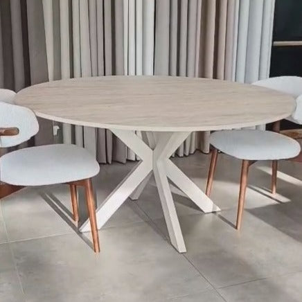 Slim Dining Table Milano Leg Travertine Hpl Travertine Colour Leg