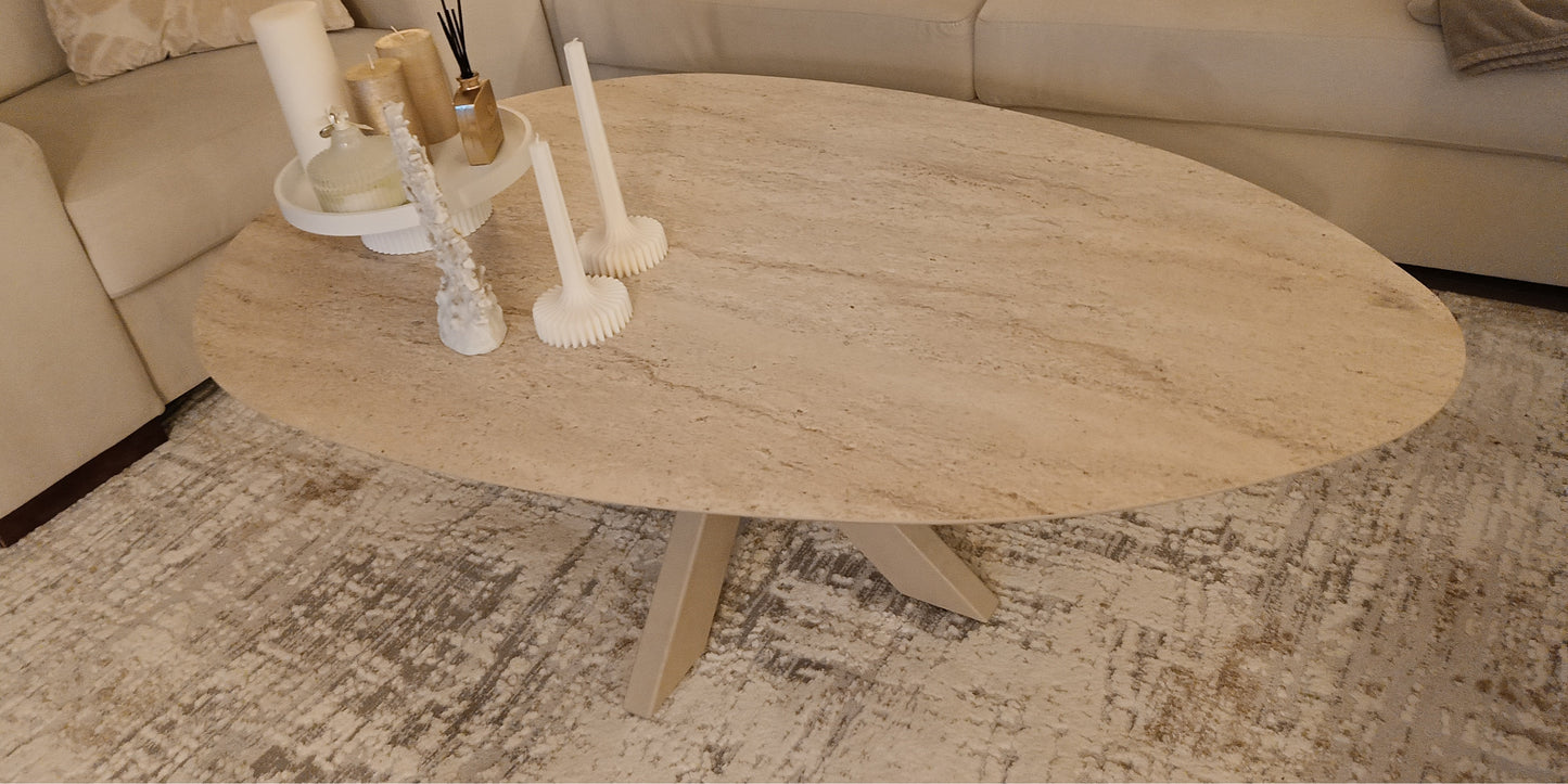 Torino Coffee Table Spider Leg Travertine Hpl Travertine Colour Leg