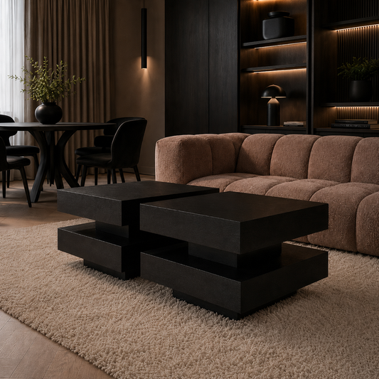 Hamburger Salontafel 60 × 60 cm – Zwart Eikenfineer | Outlet Showmodel | Direct Leverbaar