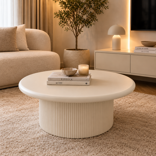 Organiche Ronde Salontafel Ø80 cm – Cream MDF | Outlet Showmodel | Direct Leverbaar