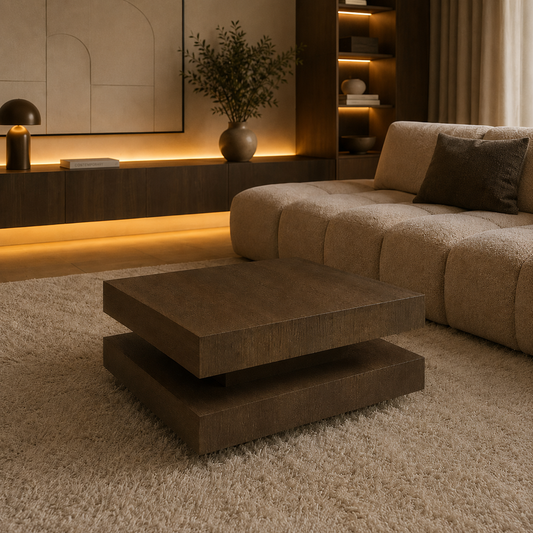 Hamburger Salontafel 80 × 80 cm – Brown Eikenfineer | Outlet Showmodel | Direct Leverbaar