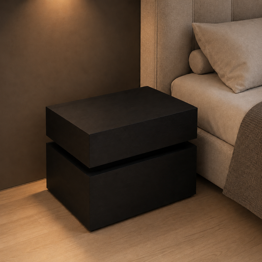 Hamburg Nachtkastje 60 × 45 × 55 cm – Zwart Eiken | Outlet Showmodel | Direct Leverbaar