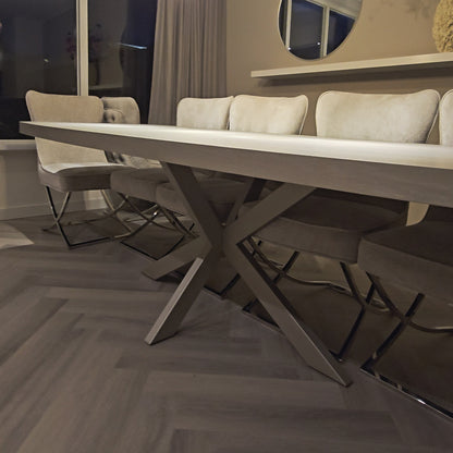Gana eettafel – spiderpoot, Platin 3 eiken - detailfoto