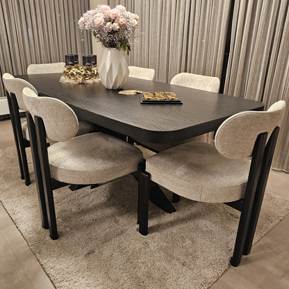 Gana eettafel – spiderpoot, zwart eiken