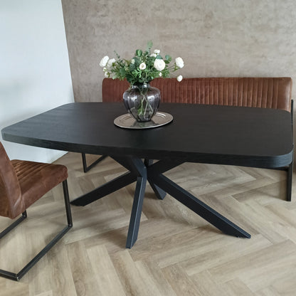 Gana eettafel – spiderpoot, zwart eiken - detailfoto