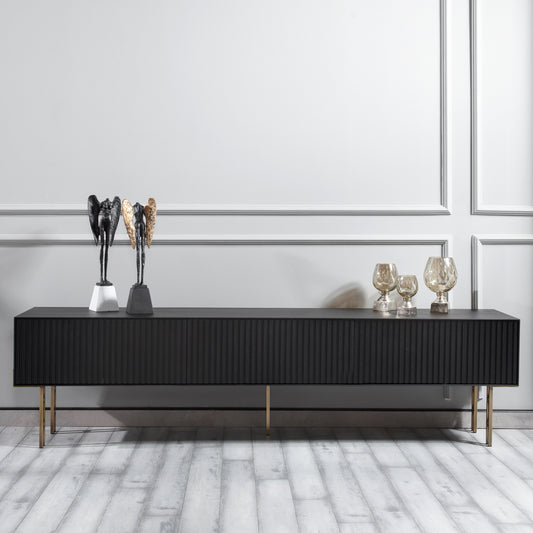 Strip Tv Stand Black Oak
