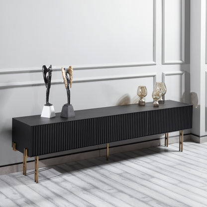 Strip Tv Stand Black Oak