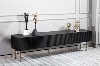 Strip Tv Stand Black Oak