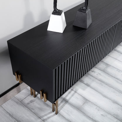 Strip Tv Stand Black Oak