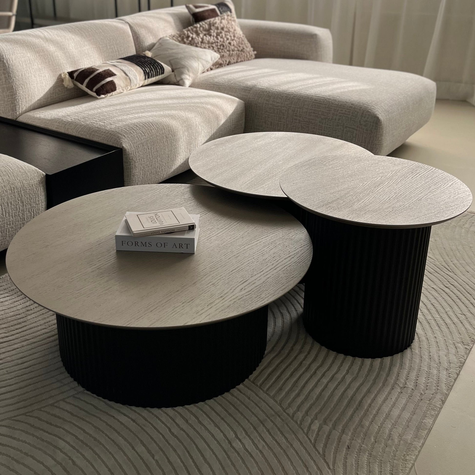 Slim Orta Sehpa Üçlü Set Siyah Meşe Kaplama – 2. ürün görseli