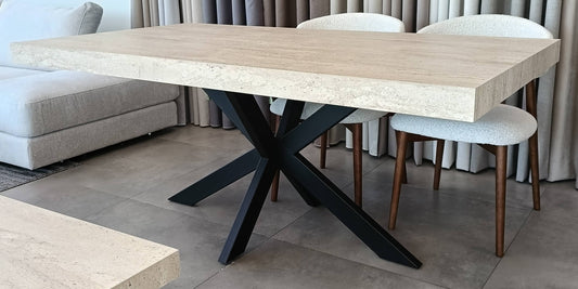 Rotterdam Dining Table Spider Leg Travertine Hpl