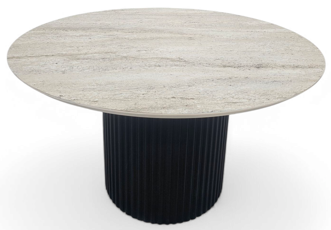 Slim Dining Table Tweety Leg Travertine Hpl Black Leg