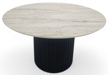Slim Dining Table Tweety Leg Travertine Hpl Black Leg
