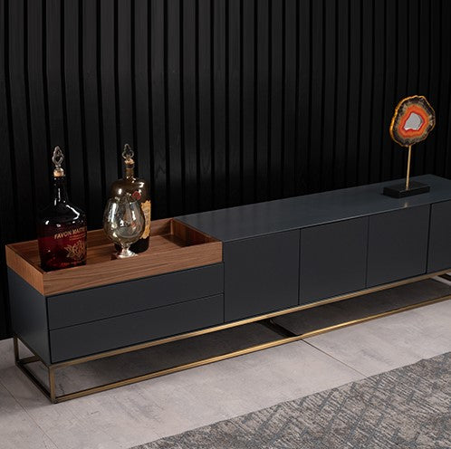 Box Tv Stand Antrasite Walnut