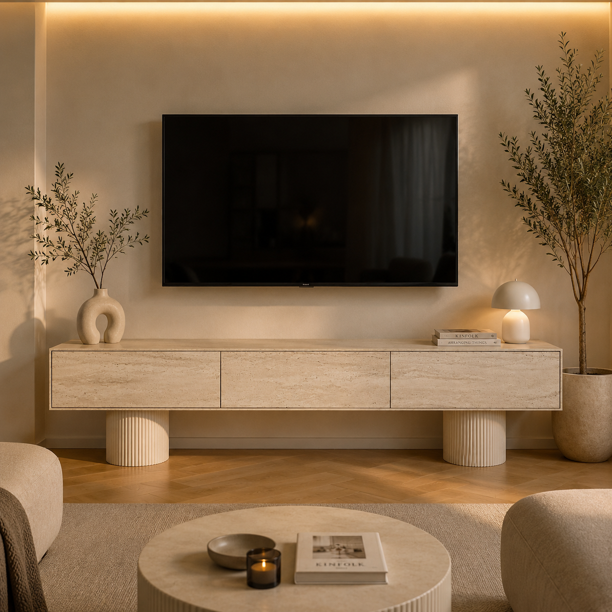 Angel TV-meubel – travertin HPL 220cm