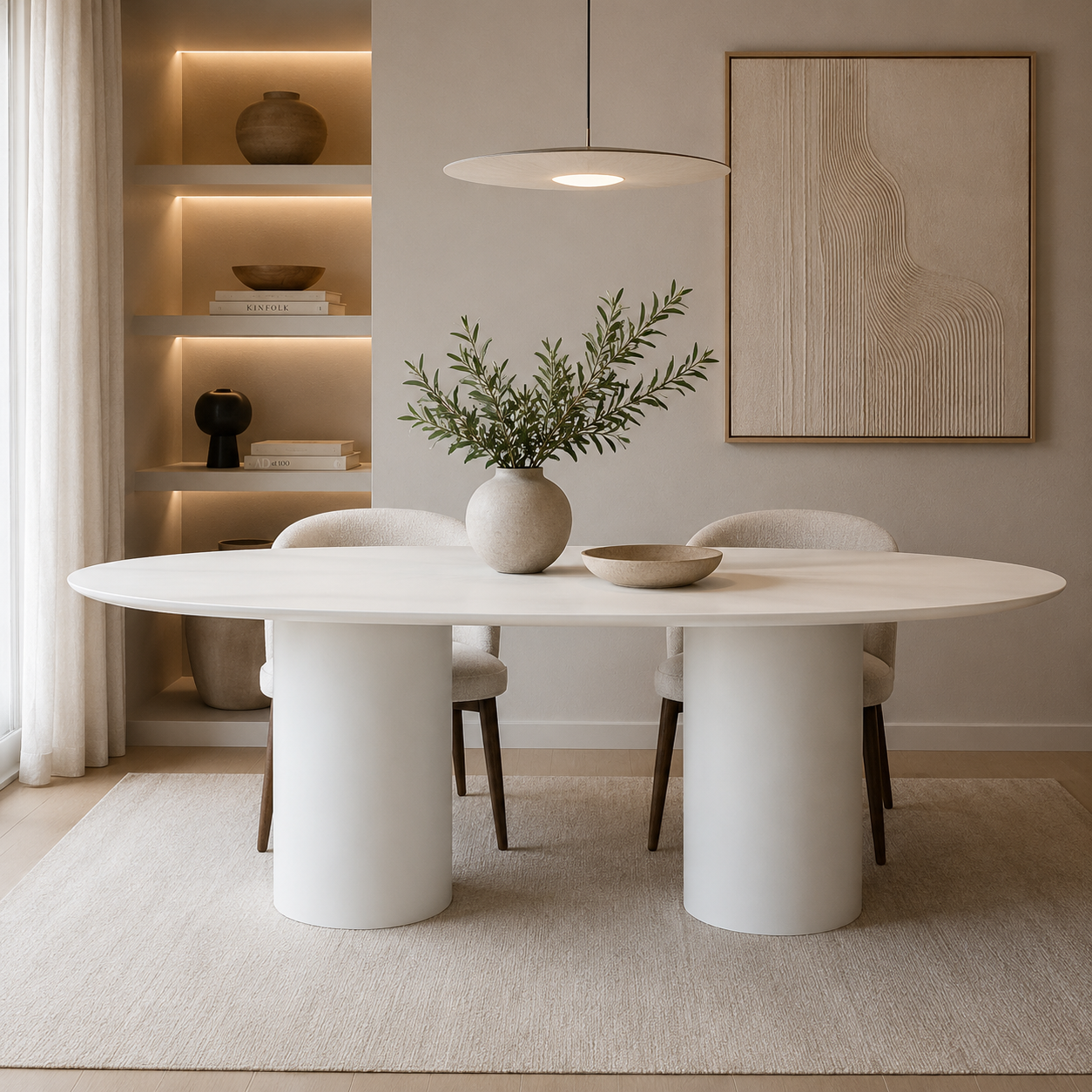 Bergamo eettafel - Como poot, beige MDF