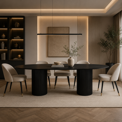 Bergamo eettafel - Tweety poot, zwart eiken