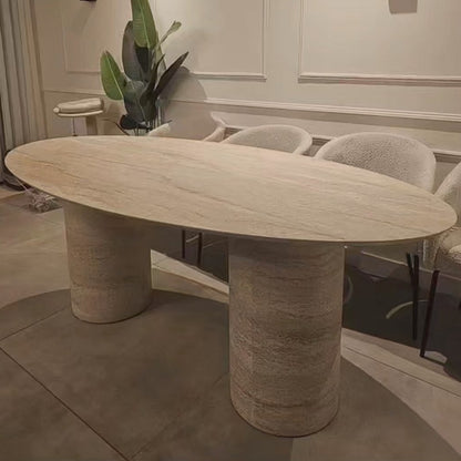 Bergamo eettafel 160x100 - Como poot, travertin HPL
