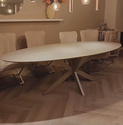 Bergamo eettafel – spiderpoot, Platin 3 eiken