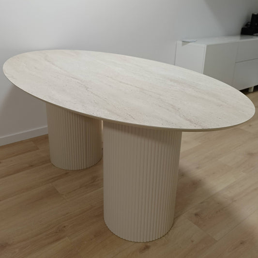 Bergamo Dining Table Tweety Leg Travertine Hpl