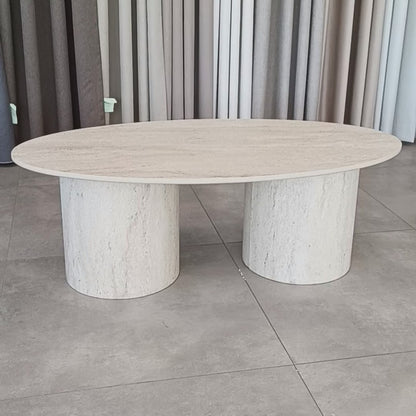 Bergamo eettafel - Como poot, travertin HPL
