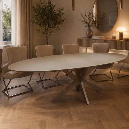 Bergamo eettafel – spiderpoot, Platin 3 eiken