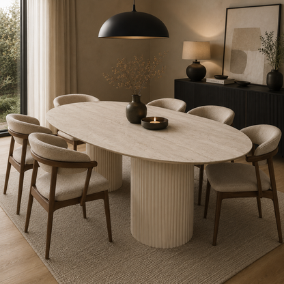 Bergamo eettafel - Tweety poot, travertin HPL