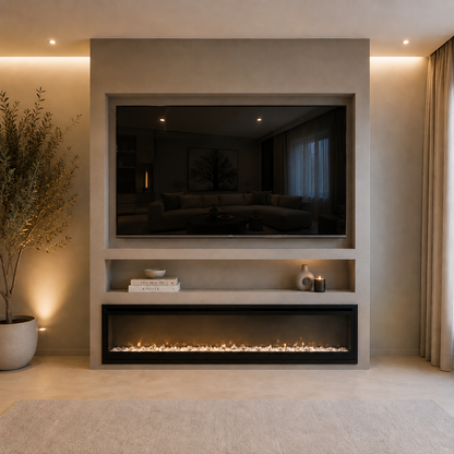 Berlin cinewall -TV-wand met Inbouwhaard 200cm - Elektrische Sfeerhaard