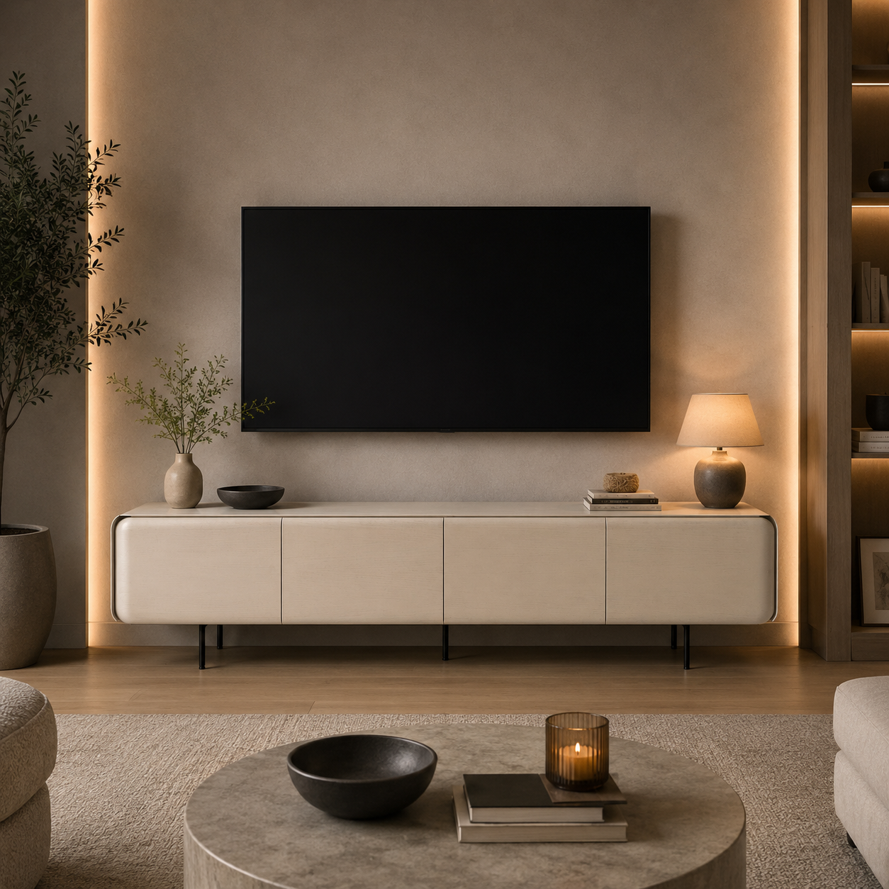 Bologna TV Ünitesi Platin 3 Meşe Kaplama – genel ürün görünümü