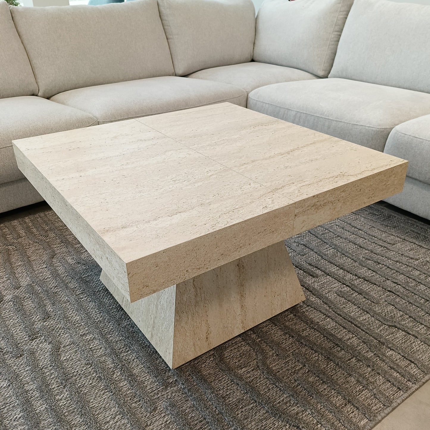 Concrate Extentiable Coffee Table Travertine Hpl