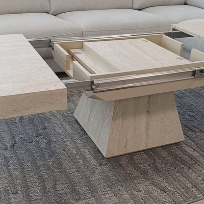 Concrate Extentiable Coffee Table Travertine Hpl
