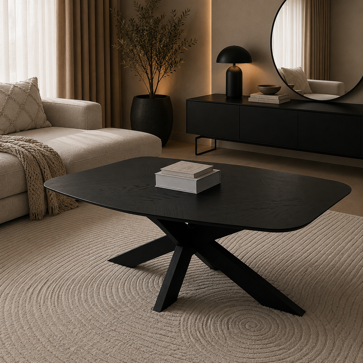 Danish Ovale salontafel – spiderpoot, zwart eiken