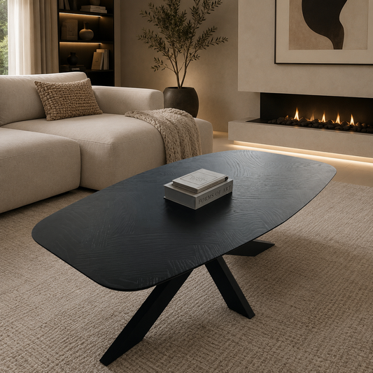 Danish Ovale salontafel – spiderpoot, zwart eiken
