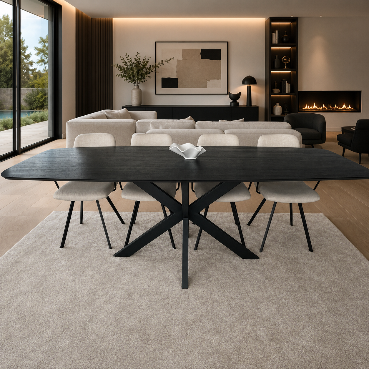Danish Ovale eettafel – spiderpoot, zwart eiken