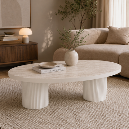 Datca salontafel – Tweety poot, travertin HPL