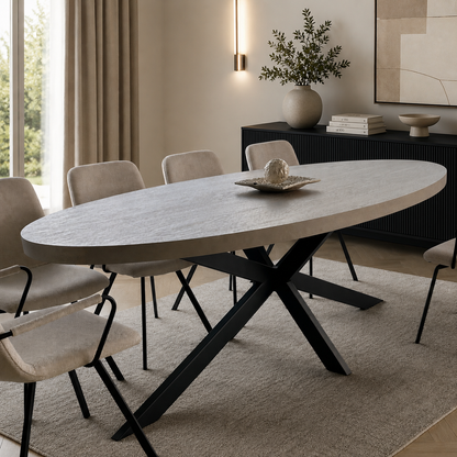 Datca eettafel - spiderpoot, travertin HPL