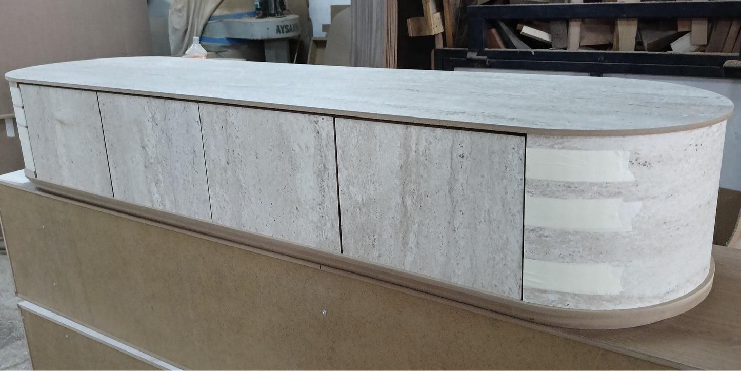 Elips Tv Stand Travertine Oak