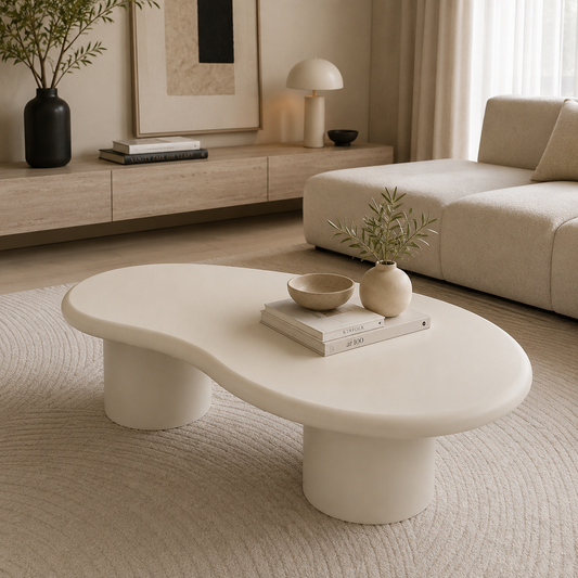 Fasulye salontafel – Como poot, beige MDF
