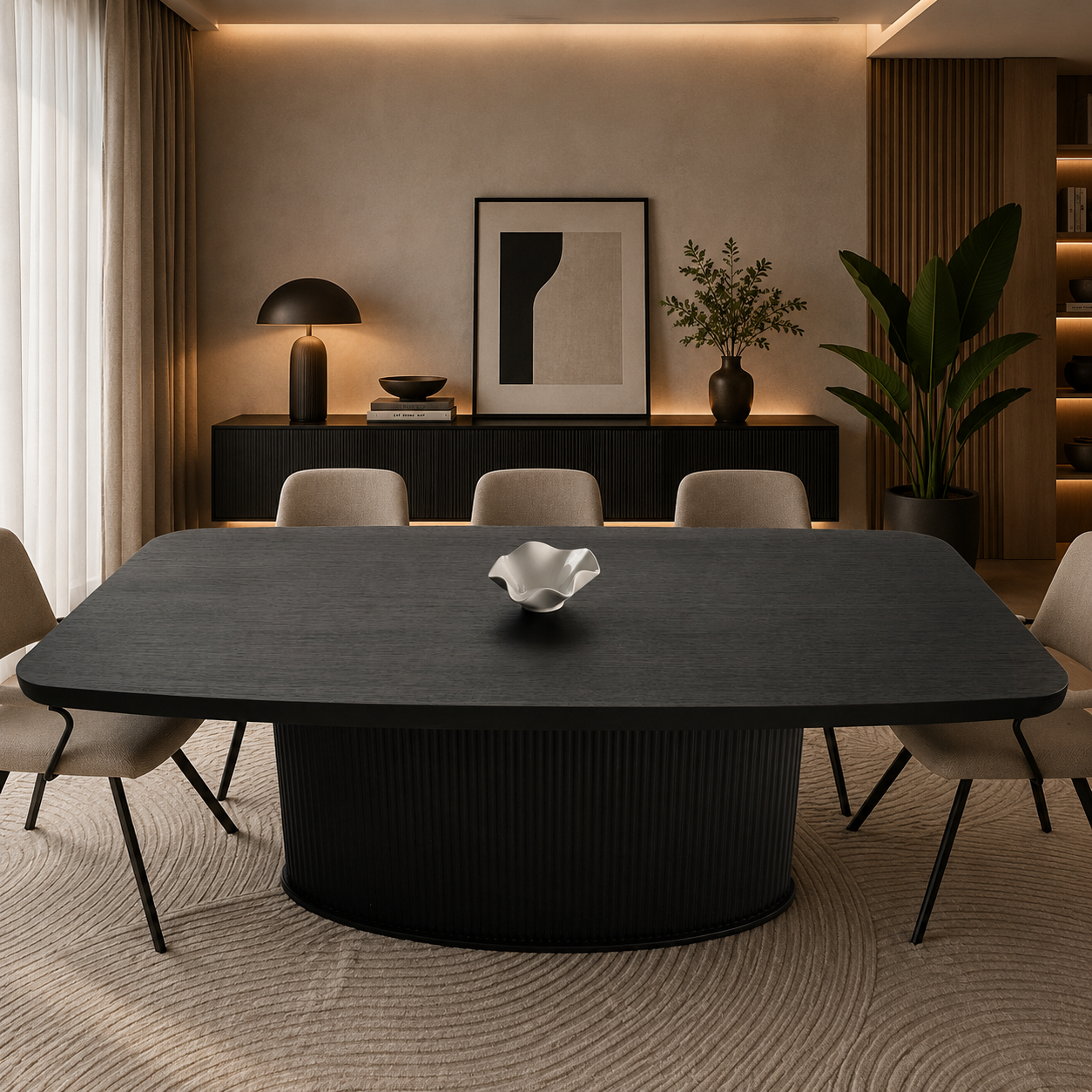 Gana eettafel – Apollo poot, zwart eiken
