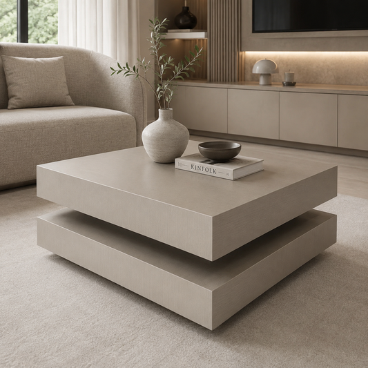 Hamburger salontafel – 80x80, Platin 3 eiken