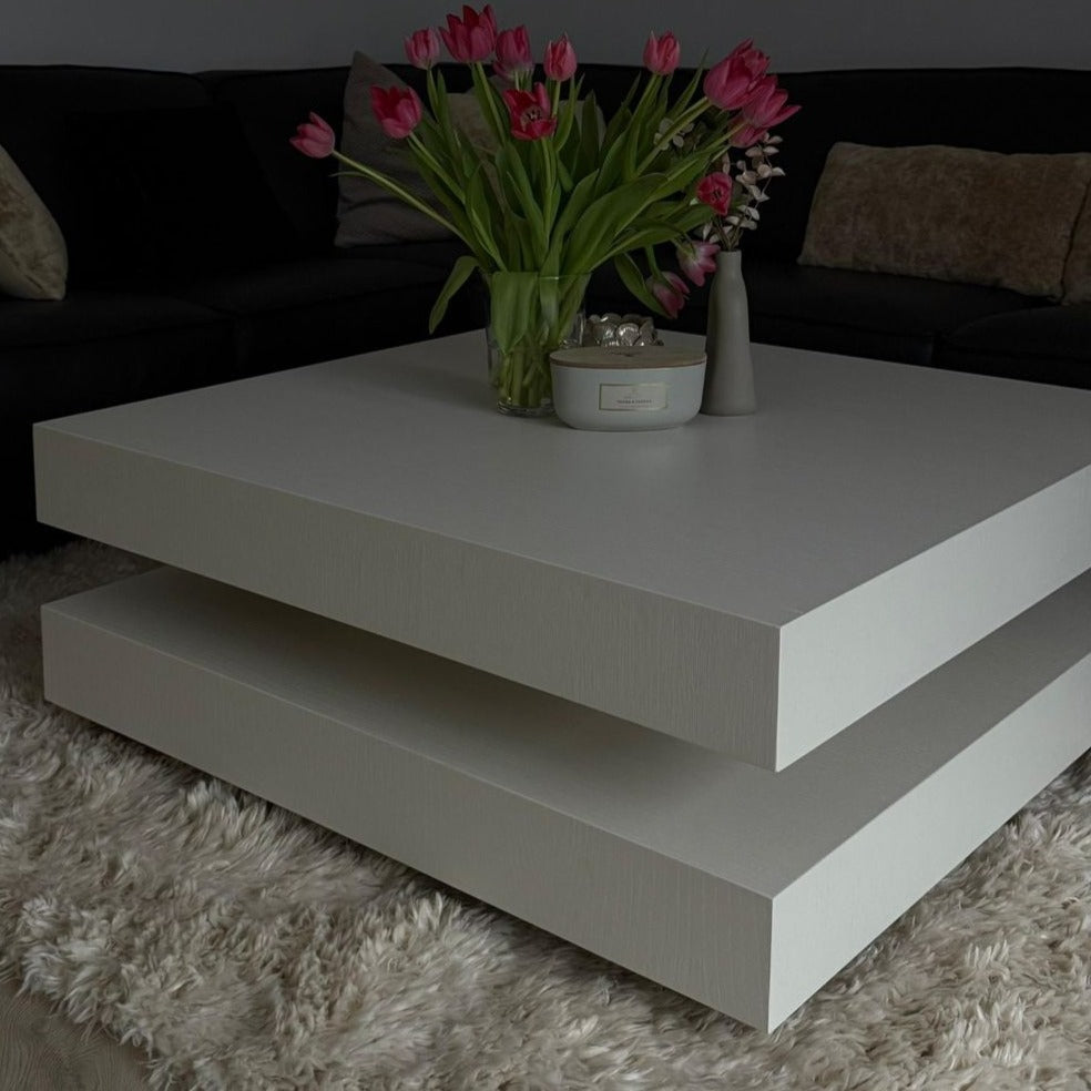 Hamburger salontafel – 80x80, beige eiken - detailfoto