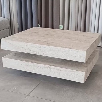 Hamburger salontafel – 80x80, travertin HPL - detailfoto