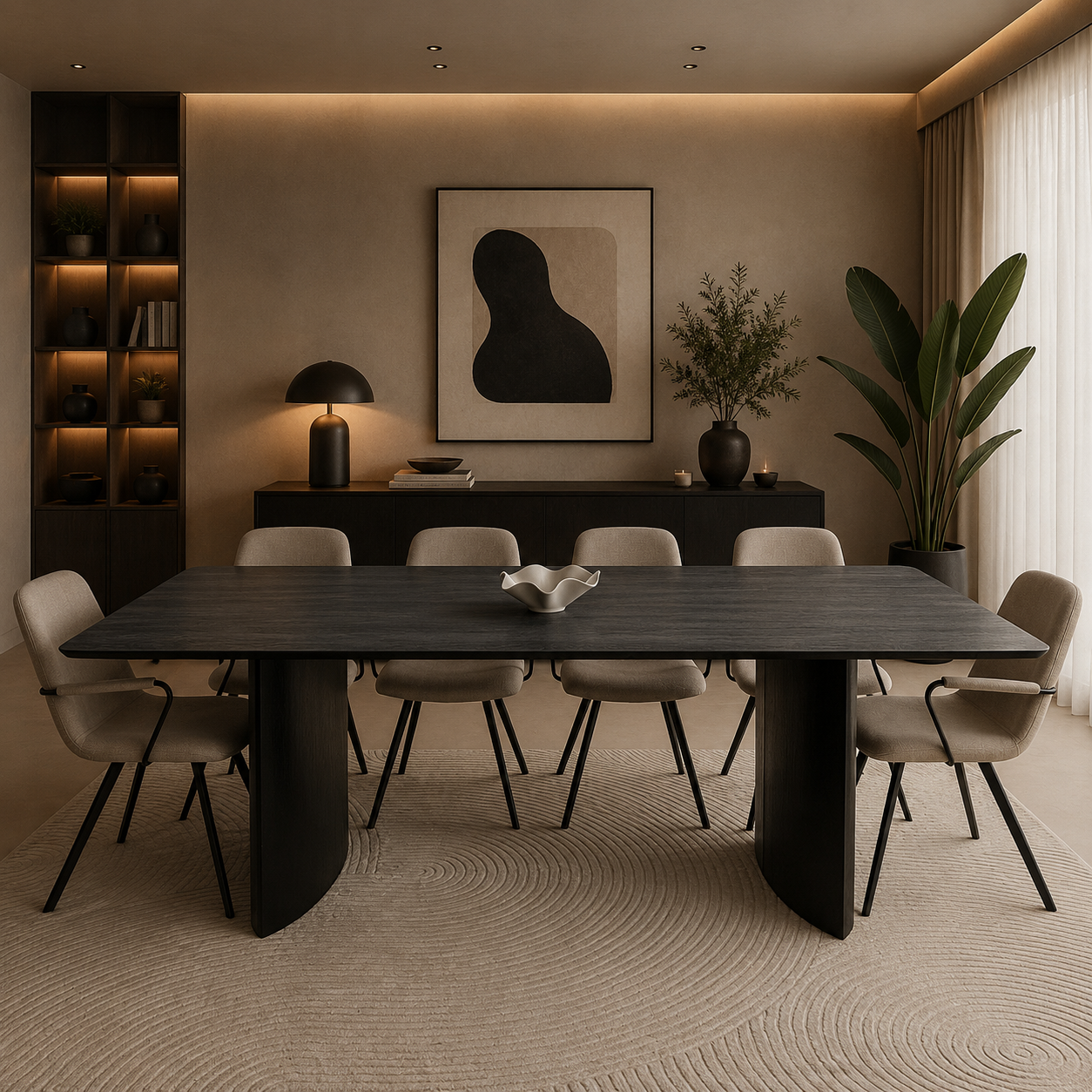 Lara eettafel – Kanvas poot, zwart eiken