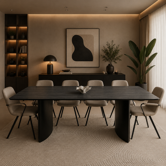 Lara eettafel – Kanvas poot, zwart eiken