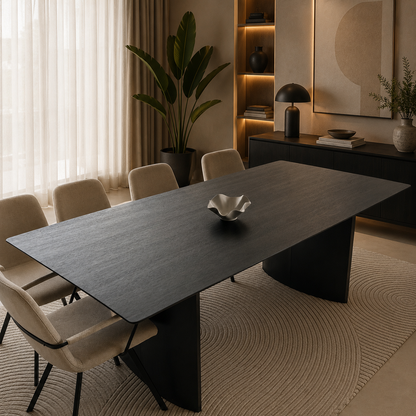 Lara eettafel – Kanvas poot, zwart eiken
