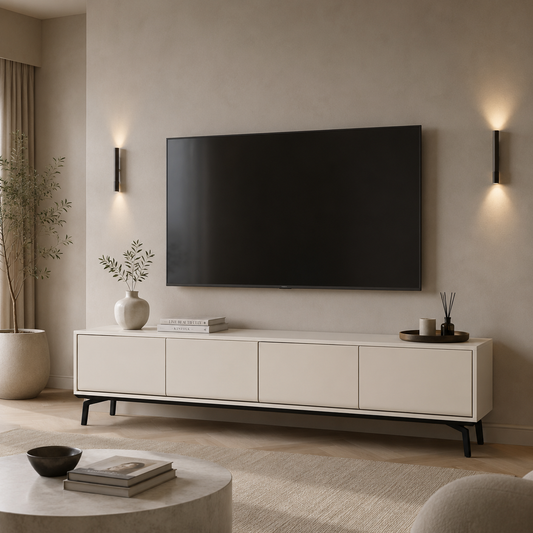 Lazer TV Ünitesi Krem Meşe Kaplama – genel ürün görünümü