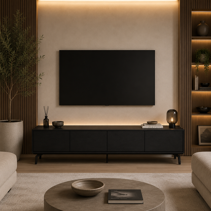 Lazer TV Ünitesi Siyah Meşe Kaplama – genel ürün görünümü
